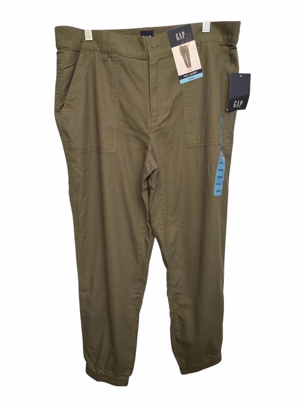 Gap Twill Jogger Pants Size Large Green Mid Rise Drawstring NWT